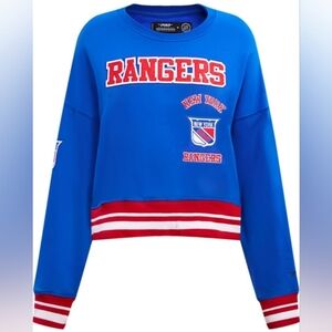 Pro Standard New York Rangers Womens Blue Retro Crew Sweatshirt Size Large